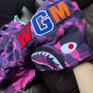 Authentic purple bape double hoodie